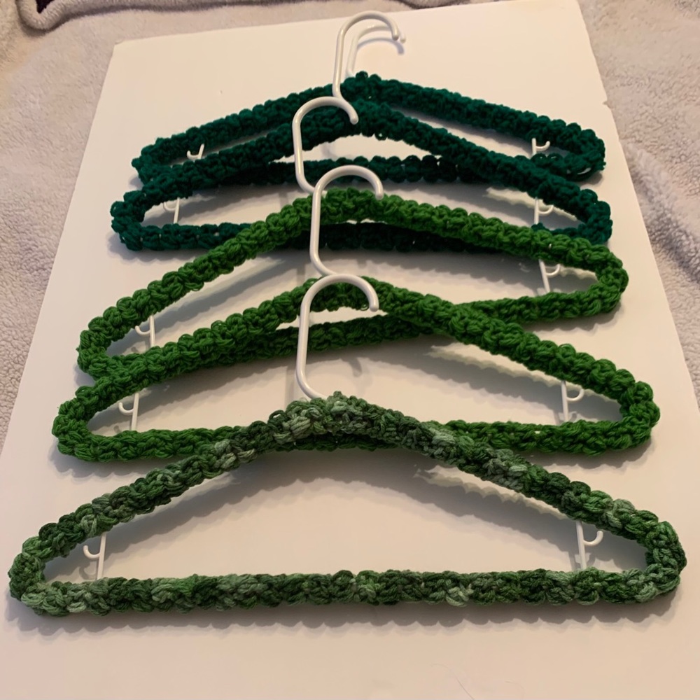 Clothes Hangers Green set of 5 (five) New Crochet